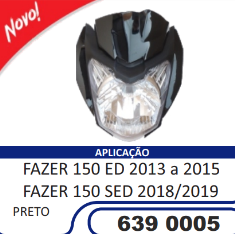 Carenagem Farol Completa Compatível Fazer-150 2013/2019 ED (Preto) Sportive